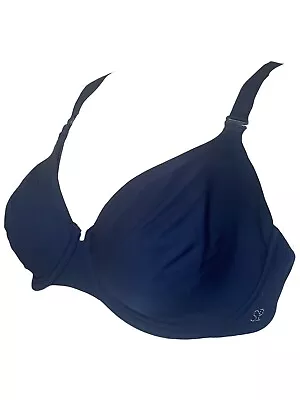 Simone Perele Vintage Sapphire Blue Satin Underwired Bra Size 10D/DD • $15