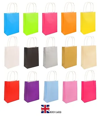 £2.54 • Buy PARTY BAGS With Handles Craft Paper Wedding Birthday Loot Favour Gift Bag Lot UK