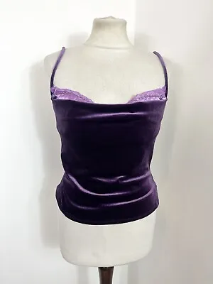 ETAM Purple Velvet 90's Y2K Sleeveless Vest Top Camisole Deadstock NTW 14 16 • £12.99
