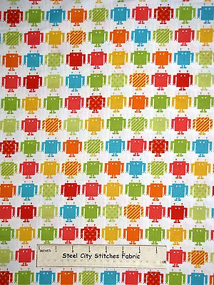 Robot Machine Robotic Multicolor Robot Cotton Fabric Robert Kaufman Funbots Yard • $10.98