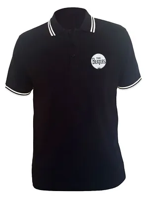 £15.49 • Buy The Beatles Drum Logo Black Polo Shirt - OFFICIAL