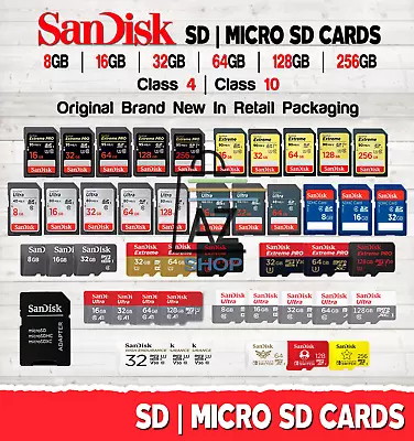 SanDisk SD Or MicroSD Card 4GB 8GB 16GB 32GB 64GB 128GB 256GB Fast Lot Write • $2.50