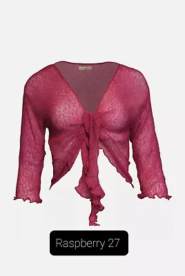 £8.99 • Buy Womens Ladies Bali One Size Tie Up Stretch  Net Shrug Cardigan Raspbery27 Colour