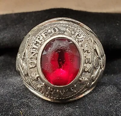Vintage United States Army Sterling Ring With Synthetic Ruby Size 9.5/10 • $79.99