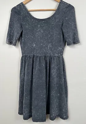 Women’s Size S Dress Gray With White Splatter A-line Ruched Scoop Neck • $15