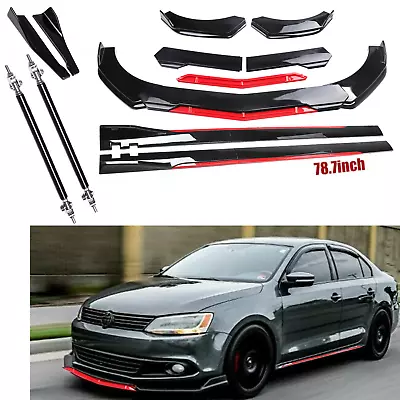 $79.99 • Buy For VW Jetta MK6 MK7 Front Bumper Lip Splitter Spoiler + Strut Rods Body Kit