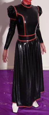 Very Latex - Genuine Latex Black/Red Maid Gown 14-16 AU Lockable CHLORINATED NEW • £164.79