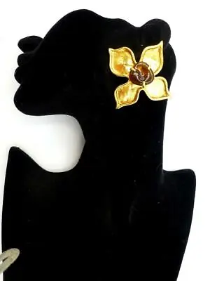 CHRISTIAN LACROIX '90s Runway Couture Massive Gripoix Style Gold-Plated Earrings • $574.95