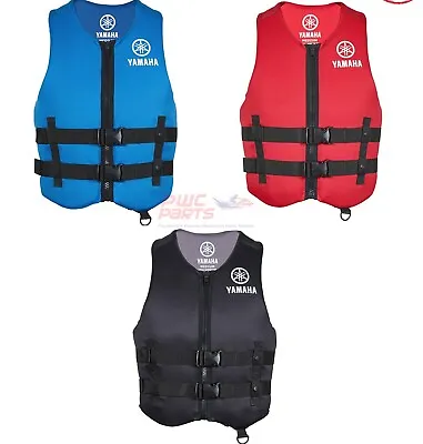 YAMAHA Neoprene 2-Buckle PFD Life Jacket Vest USCG Appv Red Black Blue MAR-19VVN • $126.27