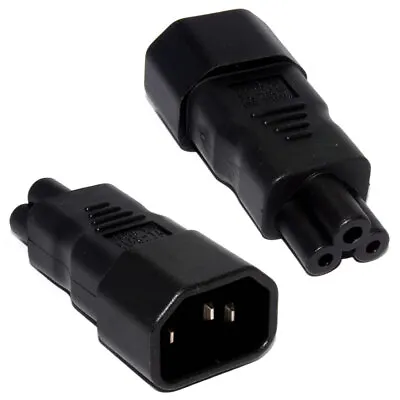 £3.05 • Buy 3 Pin IEC Kettle Lead Socket C14 To Cloverleaf Plug C5 Power Mains Plug Adapter