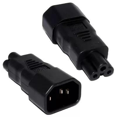 3 Pin IEC Kettle Lead Socket C14 To Cloverleaf Plug C5 Power Mains Plug Adapter • £3.34