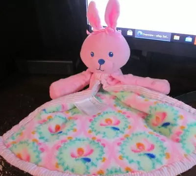 Nursery Rhyme Pink Minky Dot Bunny Security Blanket • $13.99