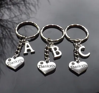 Thank You Gift Keyring Personalised With Silver Plated Initial Letter • £2.99
