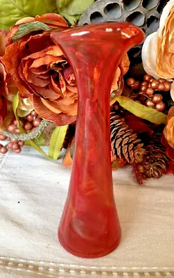 Orange Swirl Flashed  Glass Vase 6 Inches • $14