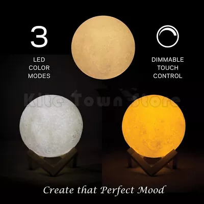 NEW 3 COLOR 3D USB LED Magical Moon Light Moonlight Desk Decor Remote Lamp • $15.99