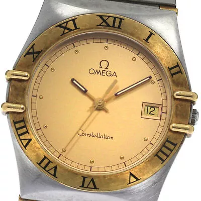 OMEGA Constellation Date Half Bar Gold Dial Quartz Men's Watch_805867 • $1078.80