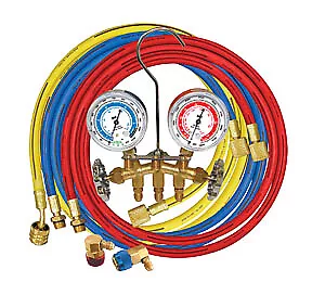 Brass R134a Manifold Gauge Set With (3) 60  Hoses 66661 Mastercool 66661 0 • $89.69