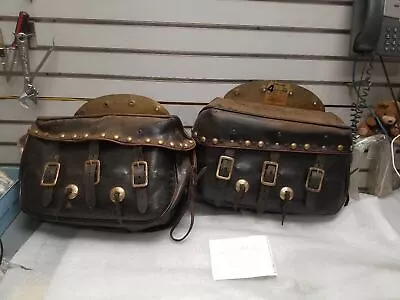 Vintage Leather Saddlebags Harley Knucklehead Panhead OEM Genuine Buco UL WL Fla • $1999.99