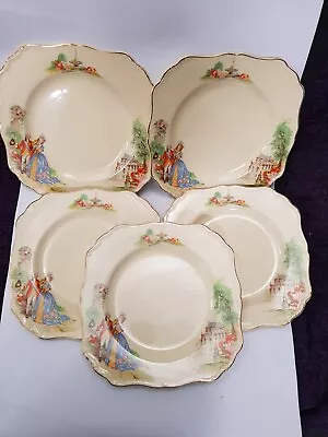 Vintage J&G Meakin  Plates Sunshine England Set X 5 Reg 561073   22cm Dubarry • $80