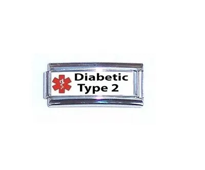 Type 2 Diabetic Diabetes Medical Alert Super Link 9mm Italian Charm  • $7.12