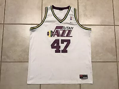 Vintage Nike NBA Utah Jazz Andrei Kirilenko 47 White Jersey Mens 2XL XXL FADED • $79.99