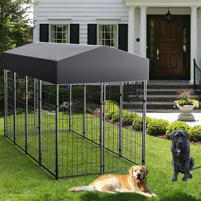 Outdoor Large Dog Kennel Pet House Puppy Training Run Cage PlayPen W/ Shed Cover • £239.91