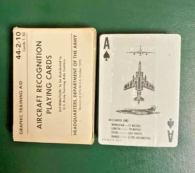 $22 • Buy US  ARMY  AIRCRAFT RECOGNITION  PLAYING CARDS 44 -2-10 REVISED 1979 Sealed Deck