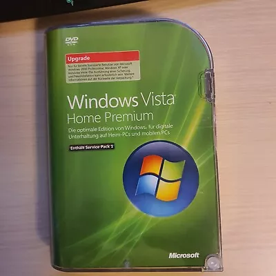 MICROSOFT WINDOWS VISTA HOME PREMIUM UPGRADE 32 BIT DVD SOFTWARE W/ KEY - German • $25