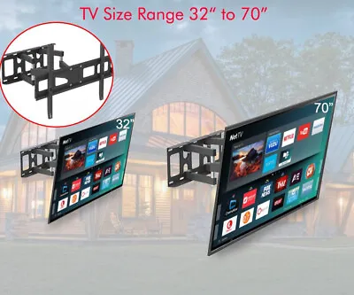 Full Motion TV Wall Bracket Mount For 32 43 46 49 50 55 60 65 70  LCD LED Plasma • £20.99