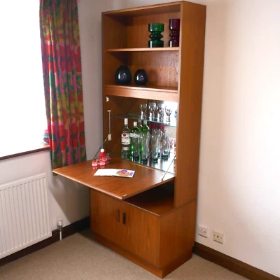 Vintage G Plan Teak Cocktail Cabinet Bookcase. 1960s 1970s Mid Century. • £190