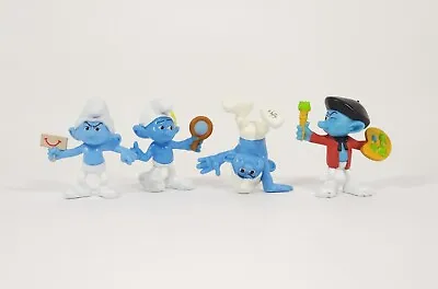 McDonalds Smurfs Happy Meal Toys Lot Of 4 Figures Hefty Painter Vanity Grouchy   • $11.99