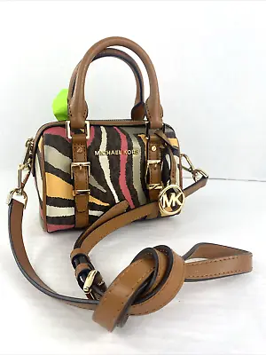 Michael Kors Bedford Legacy XS Duffle Crossbody Bag Metallic Zebra Print B2I • $139.99