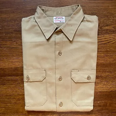 NOS Vintage 1960s Big Mac Penney’s Sanforized Khaki Button Down Work Shirt (M) • $55