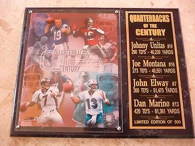 Quarterbacks Of The Century-plaque- Montana/elway/unitas/marino Mounted Memories • $94.95