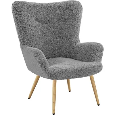 Boucle Fabric Tub Chair Modern Accent Chair With Metal Legs For Living Room  • £89.99