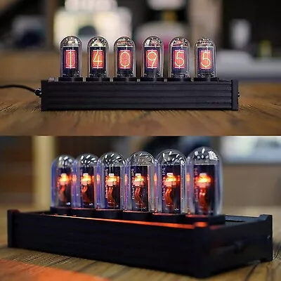 Nixie Tube IPS Vintage Digital Alarm Clock6 Bit RGB Glow LCD Time Photo Display • $119