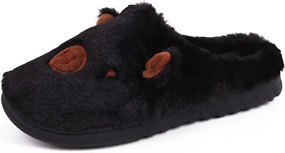 MENS  Slippers Memory Foam Anti-Slip Pig Animal Cute Open Back UK8/9 Black • £5.58