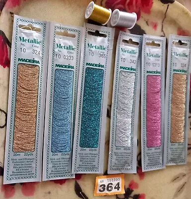 6 Packs Metallic Threads By Madeira + Gold And Silver Reels Of Thread • £3.99