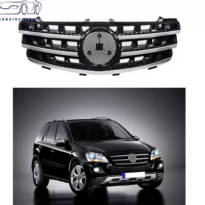 Front Hood Sport Black Chrome Grilles For Mercedes ML350 W164 2005-2008 3 Fin • $53.26