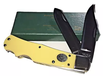 Customized Moore Maker Model 5206UDLB Large Trapper Knife Yellow Corian 2014 USA • $119.50
