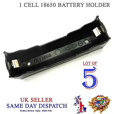 5x DIY 18650 Li-Po Cell Battery Plastic Holder 3.7V PCB Case 3.6V 4.2V Box • £4.82