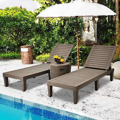 Outdoor Chaise Lounge Chairs Set Of 2 Pool Patio Reclining Sturdy Loungers Bench • $134.85