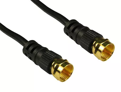 £2.65 • Buy 1m Coax F Screw Plug SKY SAT CABLE Coaxial PAL DIGITAL TV 75 Ohm BLACK Fly Lead