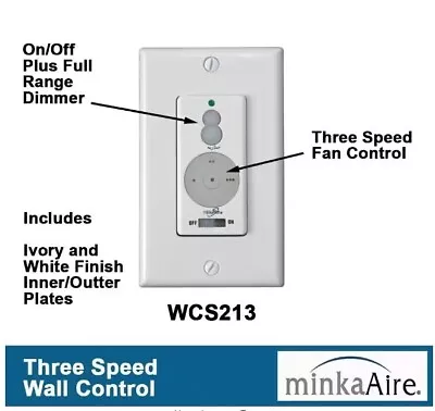 Minka Aire Control Ceiling Fan Wall Mount Control System WCS213 Used • $18.30