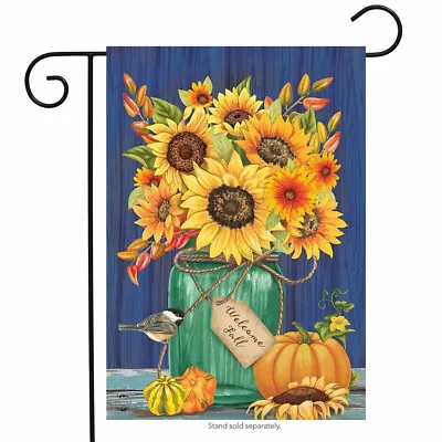Fall Mason Jar Flower Pumpkin Bird Thanksgiving Mini Window Garden Yard Flag New • $8.97