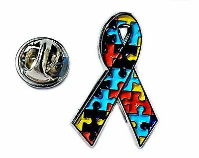 Autism Awareness Ribbon Metal Enamel Pin Badge Brooch • £2.95