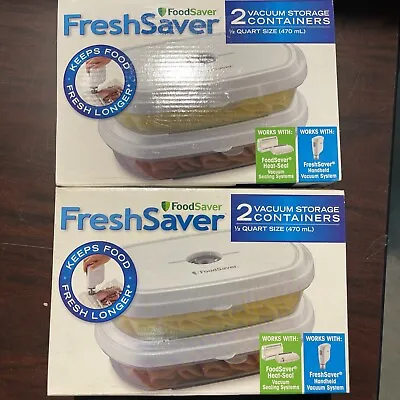 $49 • Buy 2-foodsaver Freshsaver Vacuum Storage Containers Set Of 2 - 1/2 Qt. Size New Nib