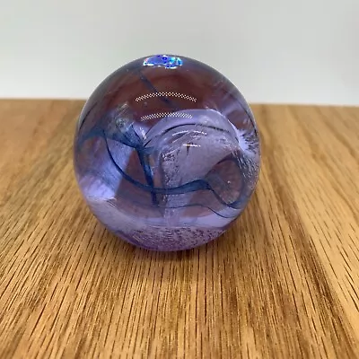 Caithness Mooncrystal 2.25” Paperweight  Scotland Lilac Purple Blue Swirl Signed • $24.99