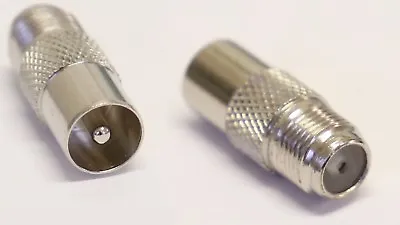 F Type Plug Female Screw Connector Socket To RF Coax Aerial Male Adapter Adaptor • £2.79
