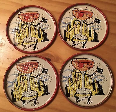 Vintage 1950's Manhattan Scottie Dog Planters Punch Drink Coasters Sets Of 4 • $28